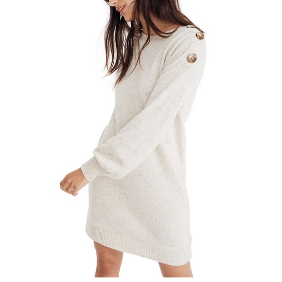 Madewell Dresses & Skirts - Madewell boat neck button shoulder knit dress